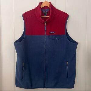 Patagonia Synchilla Blue Red Colorblock Gorpcore Cabincore Fleece Zip Up Vest XL